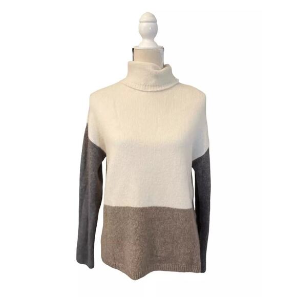 C&C California Colorblock Wool Blend Turtleneck Knit Sweater Size Large  D38 - Picture 1 of 5